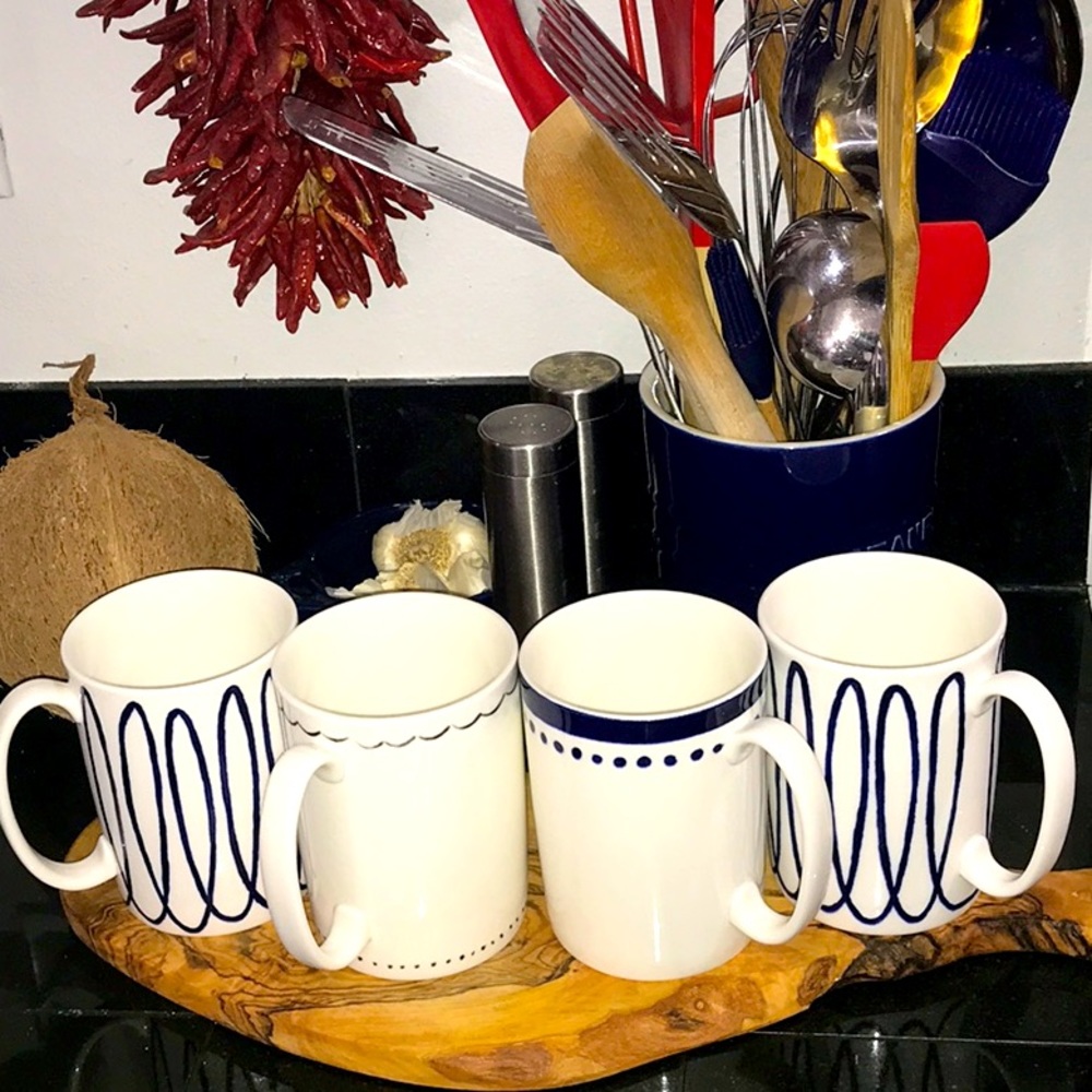 Bundle of 4 Kate Spade New York by Lenox mugs, 10 oz. unused
